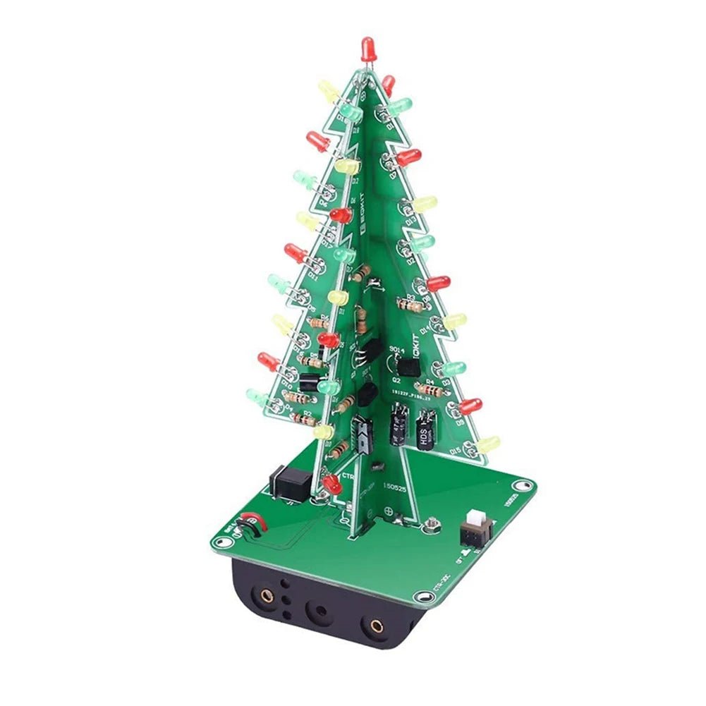 Three-Dimensional 3D Christmas Tree LED DIY Kit Red/Green/Yellow 7 Color LED Flash Circuit Board Christmas Tree Assemble Kit
